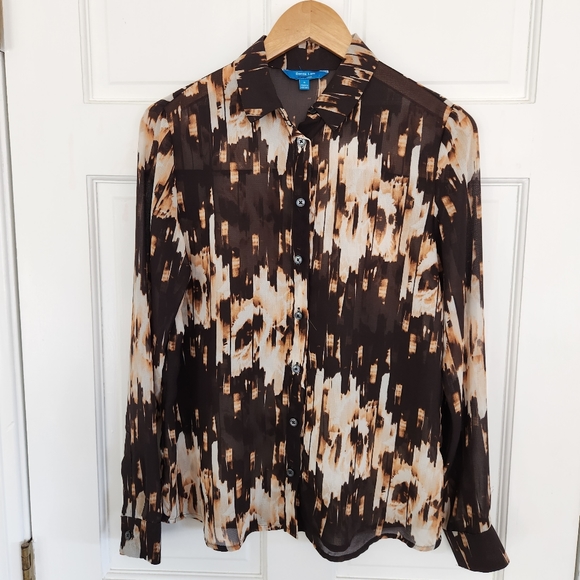 Derek Lam Tops - Derek Lam Long Sleeve Print Button Front Top